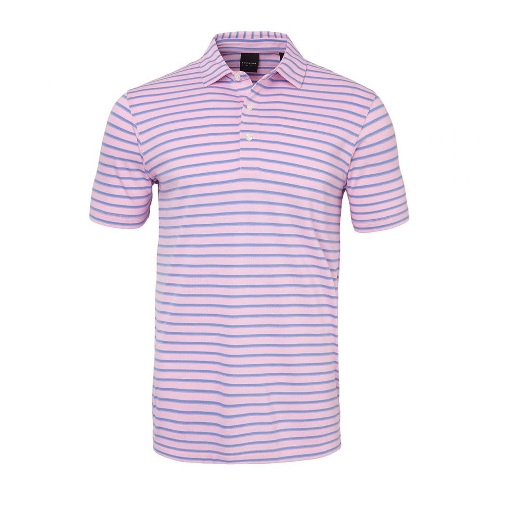 Mens Dunning Short Sleeved Striped Pique Golf Polo Shirt- Small 40-42"