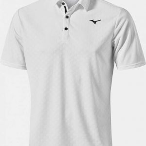 Mizuno Mens Quick Dry Jacquard White Golf Polo - Choose Size