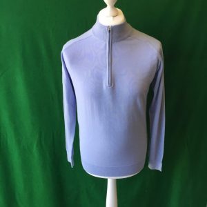 Mens Dunning Merino Wool Crew Neck Mid Blue Golf Sweater - Small 38-40"