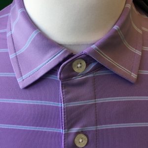 Mens Dunning Short Sleeved Striped Golf Polo Shirt- Small 40-42" - Image 3