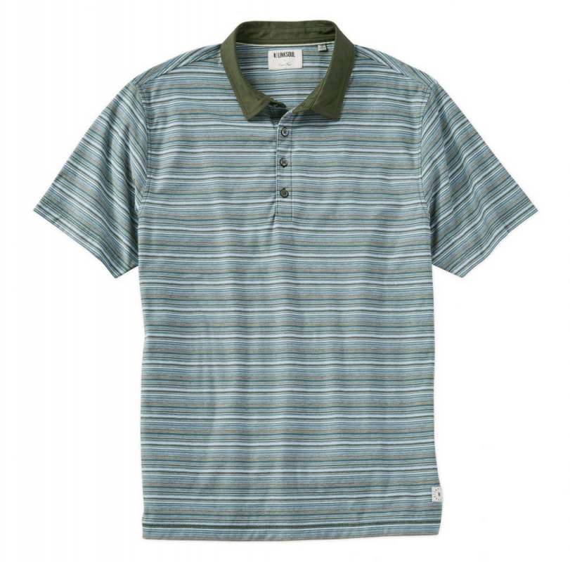 Mens Linksoul Nassau Stripe Short Sleeved Golf Polo Shirt - Large - 44" Chest