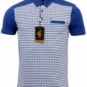 Mens Gabicci Vintage Mod 60S Art Deco Print Polo Shirt - Small 34-36" Chest