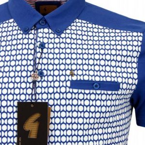 Mens Gabicci Vintage Mod 60S Art Deco Print Polo Shirt - Small 34-36" Chest - Image 3