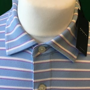 Mens Dunning Short Sleeved Striped Pique Golf Polo Shirt- Small 40-42" - Image 2