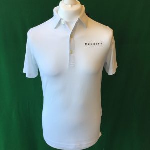 Mens Dunning Short Sleeved White Golf Polo Shirt- Medium 40-42"