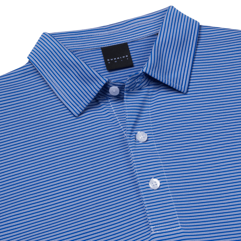 Dunning Golf Selkirk Coolmax Polo Shirt - 40-42" Chest - Sodalite/White - Image 3