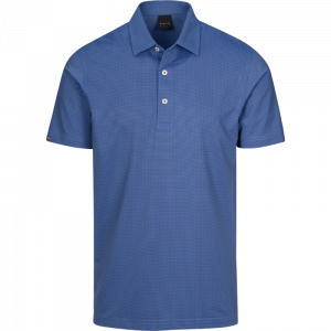 Dunning Golf Farley Jacquard Polo Shirt - Small 40-42" Chest - Soft Black/Surf Blue