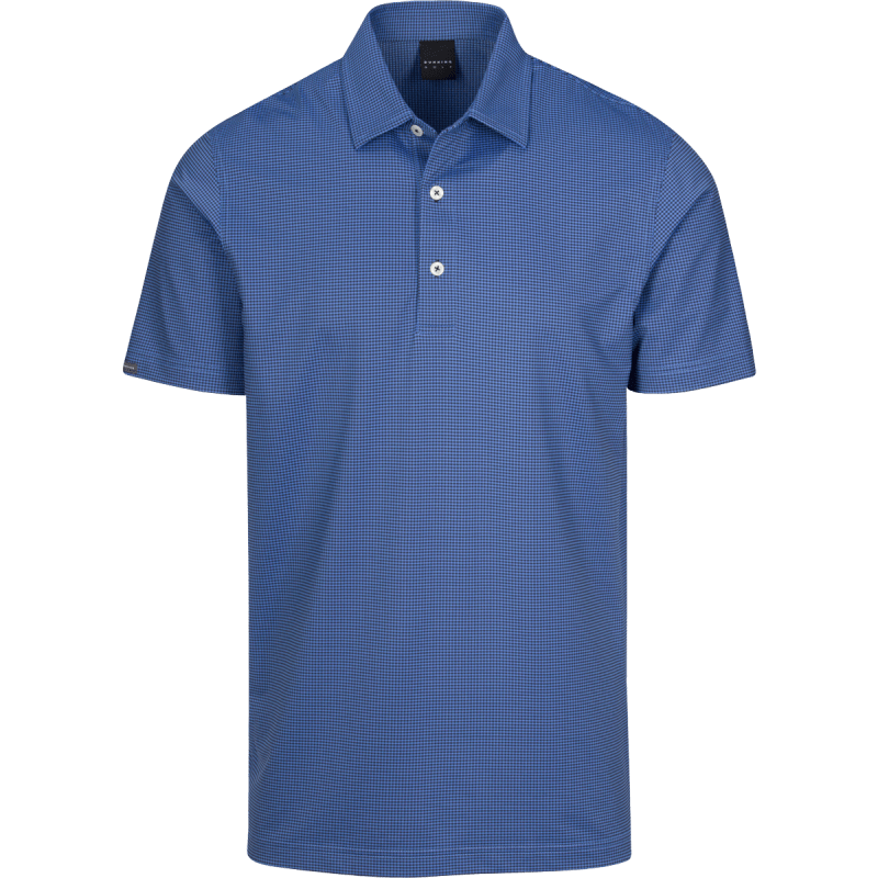 Dunning Golf Farley Jacquard Polo Shirt - Small 40-42" Chest - Soft Black/Surf Blue