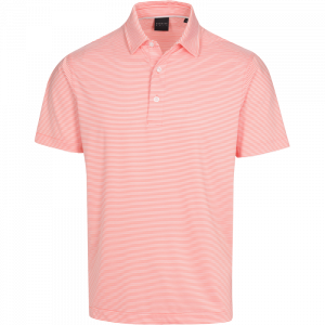 DUNNING HELSBY STRIPE JERSEY POLO 40-42" Chest-Pink Salt/White