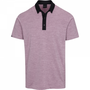 DUNNING MOSLEY JACQUARD PERFORMANCE POLO - 40-42" Chest - Black/Pink Salt