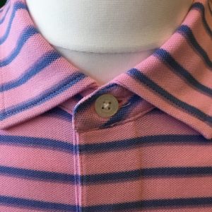 Mens Dunning Short Sleeved Striped Pique Golf Polo Shirt- Small 40-42" - Image 2
