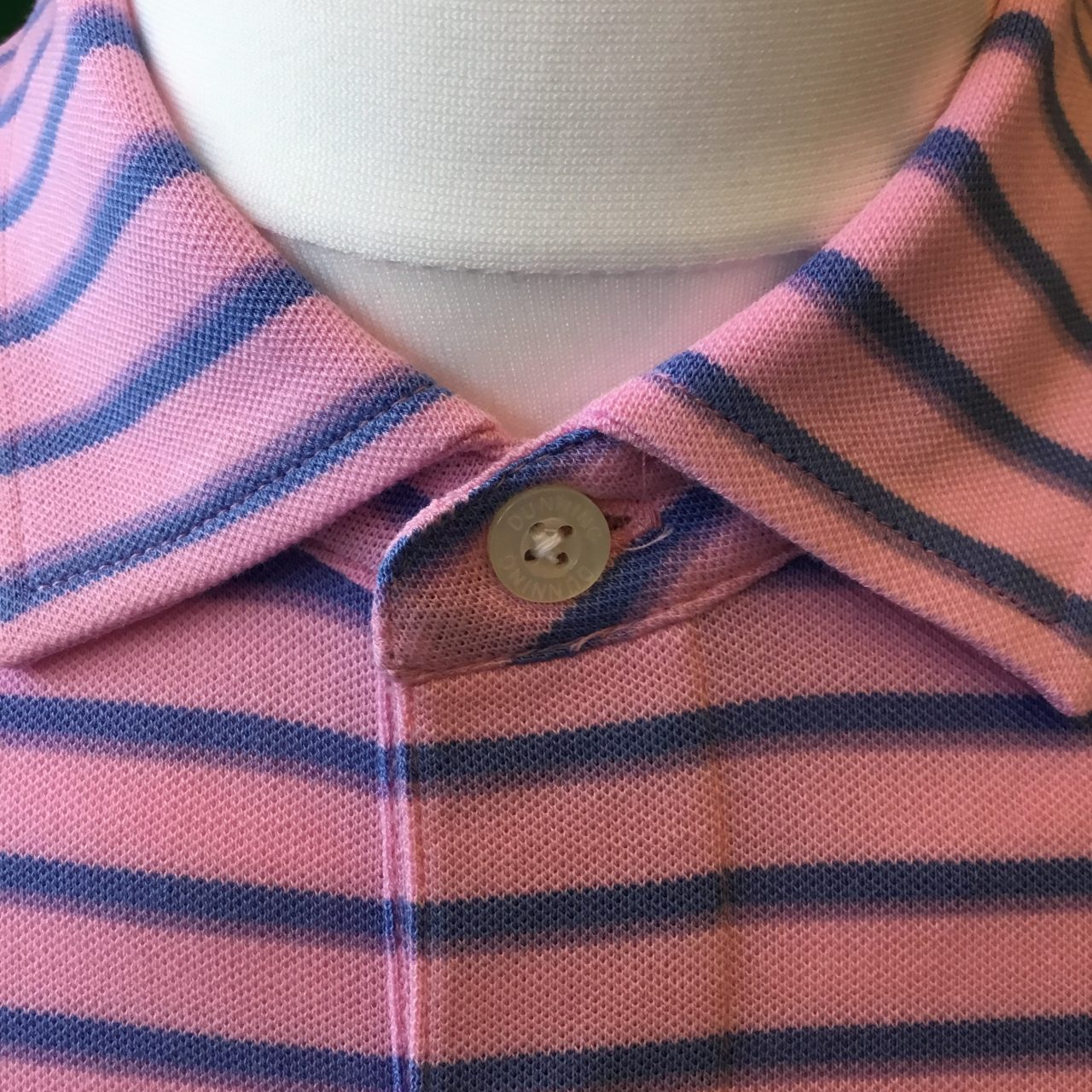 Mens Dunning Short Sleeved Striped Pique Golf Polo Shirt- Small 40-42" - Image 2