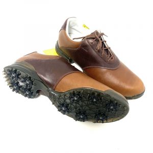 Adidas Adipure Saddle Leather Golf Shoes - Tan/Redwood - Size UK 8.5