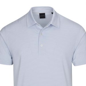 DUNNING HELSBY STRIPE JERSEY POLO 40-42" Chest-Oxford Blue/White