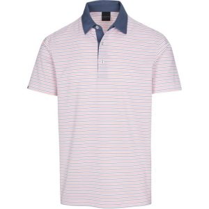 Dunning Golf Elswick Jersey Polo Shirt - Small 40-42" Chest - White/Coral/Fragment