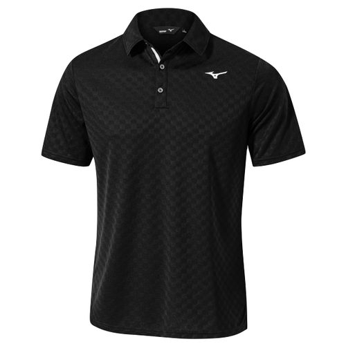 Mizuno Mens Quick Dry Jacquard Black Golf Polo - Choose Size